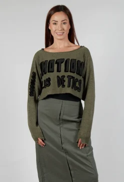 Relaxed Fit Cropped Jumper in Camp Print