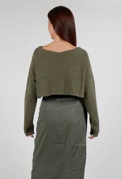 Relaxed Fit Cropped Jumper in Camp Print