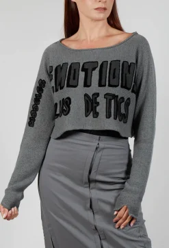 Relaxed Fit Cropped Jumper in Rock Print