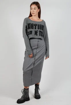 Relaxed Fit Cropped Jumper in Rock Print