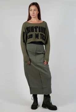 Relaxed Fit Cropped Jumper in Camp Print
