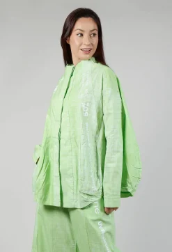 Relaxed Fit Jacket in Placed Lime Print