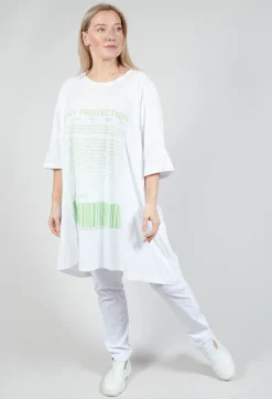 Relaxed Fit Jersey Dress with Motif in Lime Print