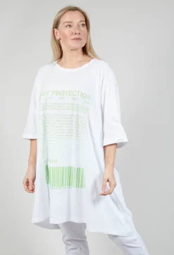 Relaxed Fit Jersey Dress with Motif in Lime Print