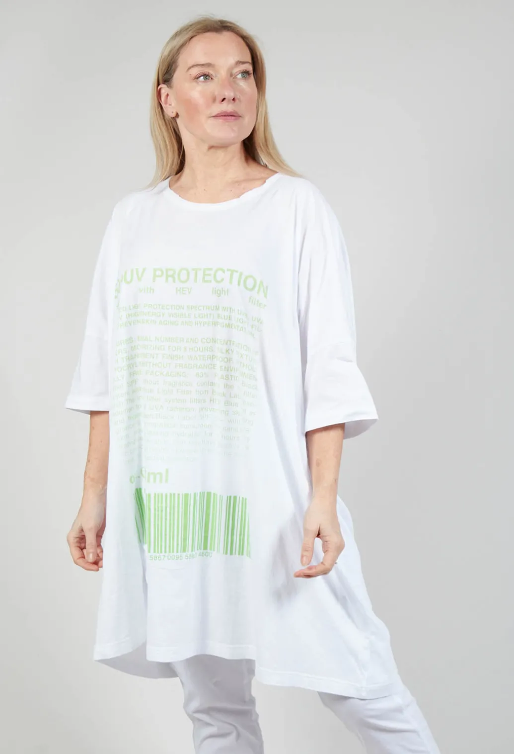 Relaxed Fit Jersey Dress with Motif in Lime Print