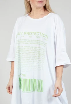 Relaxed Fit Jersey Dress with Motif in Lime Print