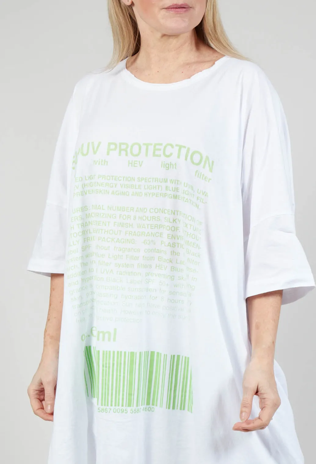 Relaxed Fit Jersey Dress with Motif in Lime Print