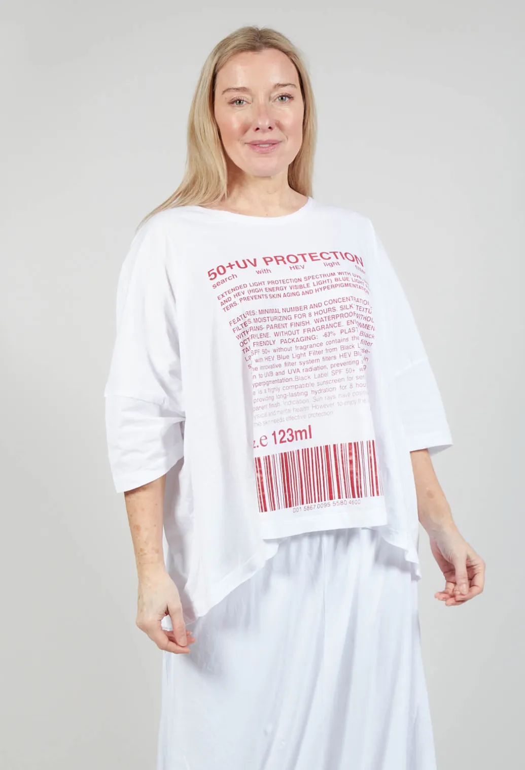Relaxed Fit Jersey Top with Motif in Chili Print