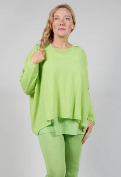 Relaxed Fit Jumper with Motif in Lime Jacquard