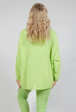 Relaxed Fit Jumper with Motif in Lime Jacquard