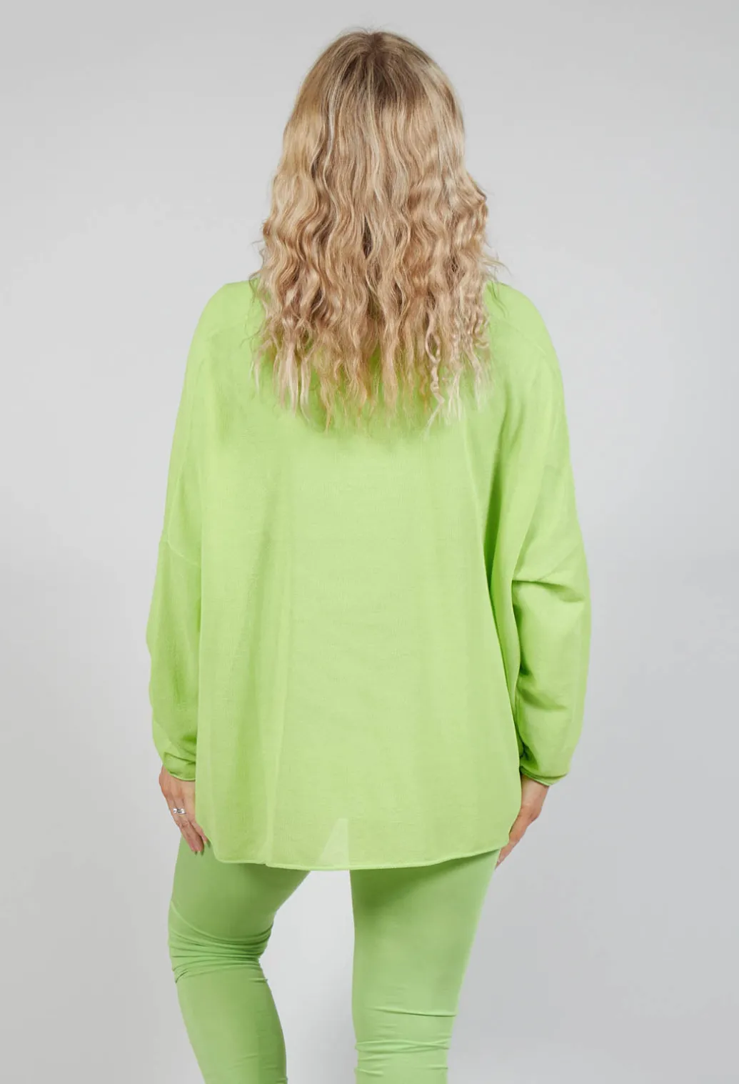 Relaxed Fit Jumper with Motif in Lime Jacquard