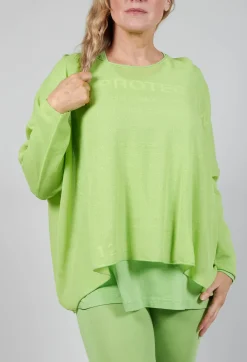 Relaxed Fit Jumper with Motif in Lime Jacquard