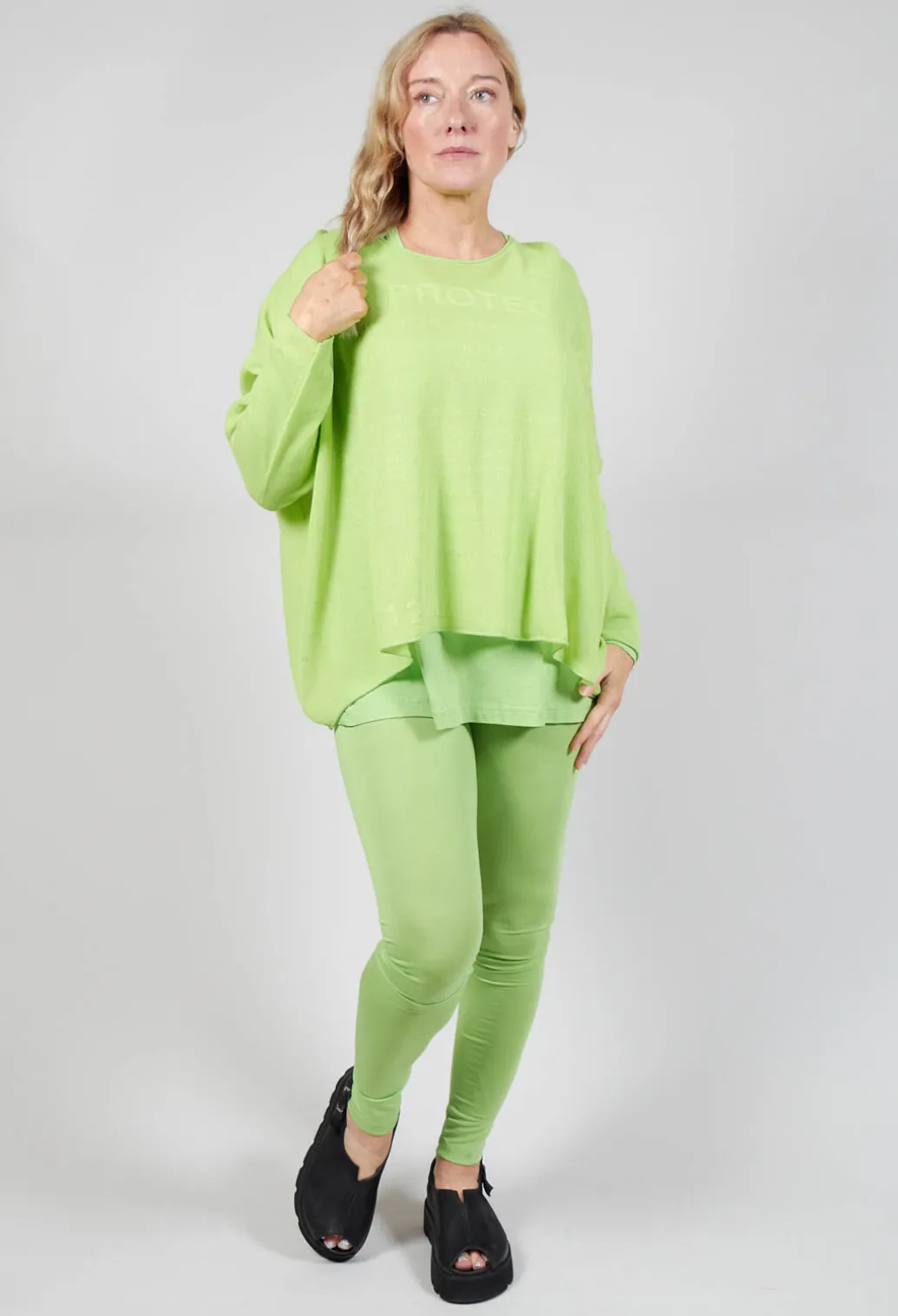 Relaxed Fit Jumper with Motif in Lime Jacquard