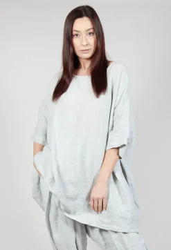 Relaxed Fit Linen Top in Grey