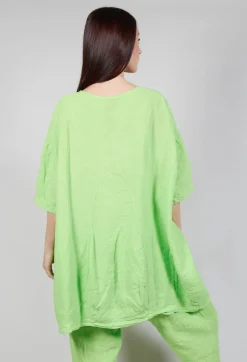 Relaxed Fit Linen Top in Lime