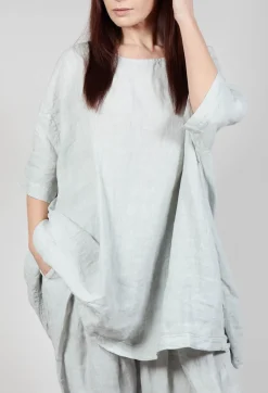 Relaxed Fit Linen Top in Grey