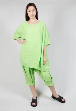 Relaxed Fit Linen Top in Lime
