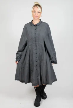 Relaxed Fit Shirt Dress in Coal Cloud