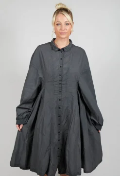 Relaxed Fit Shirt Dress in Coal Cloud