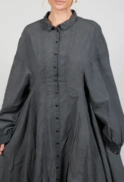 Relaxed Fit Shirt Dress in Coal Cloud