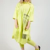 Relaxed Fit Shirt Dress with Lettering Motif in Sun Print