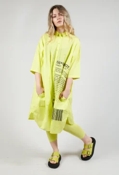 Relaxed Fit Shirt Dress with Lettering Motif in Sun Print