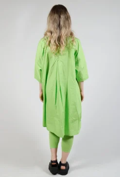 Relaxed Fit Shirt Dress with Lettering Motif in Lime Print