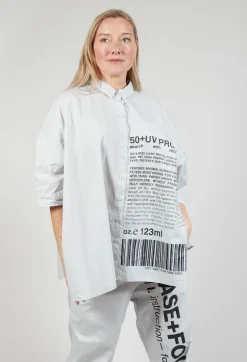 Relaxed Fit Shirt with Lettering Motif in Grey Print
