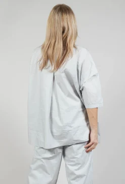 Relaxed Fit Shirt with Lettering Motif in Grey Print