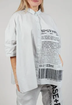 Relaxed Fit Shirt with Lettering Motif in Grey Print