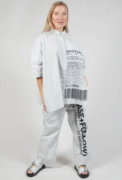 Relaxed Fit Shirt with Lettering Motif in Grey Print
