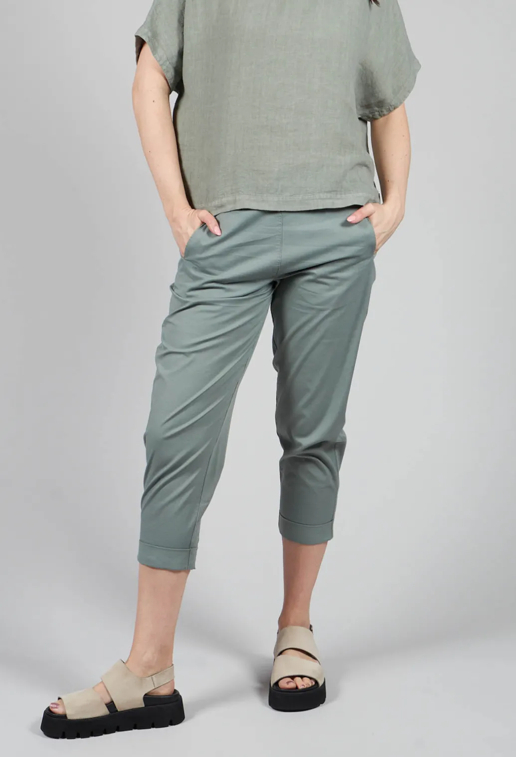 Relaxed Geisha Trousers in Eucalyptus