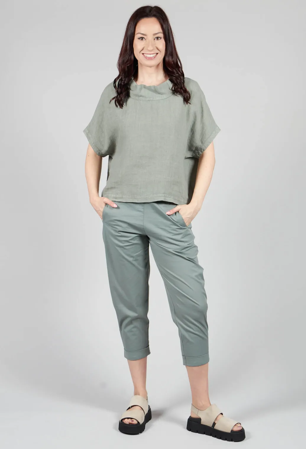 Relaxed Geisha Trousers in Eucalyptus