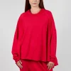Relaxed Open Roll Neck Top in Cardinal Cloud