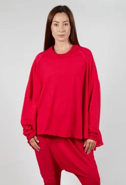 Relaxed Open Roll Neck Top in Cardinal Cloud