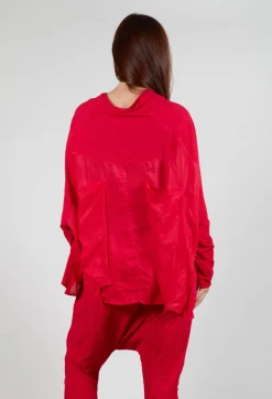 Relaxed Open Roll Neck Top in Cardinal Cloud