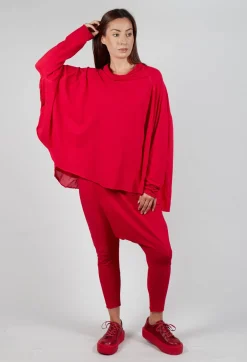 Relaxed Open Roll Neck Top in Cardinal Cloud