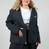 Relaxed Pinstripe Blazer in Black