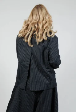 Relaxed Pinstripe Blazer in Black