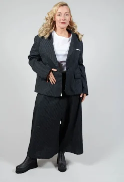 Relaxed Pinstripe Blazer in Black