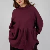 Relaxed Pleat Jumper in Merlot
