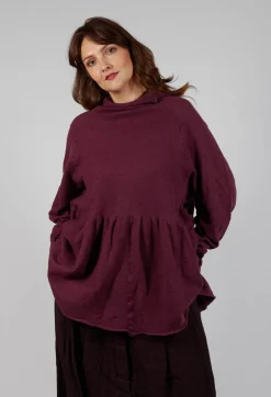 Relaxed Pleat Jumper in Merlot