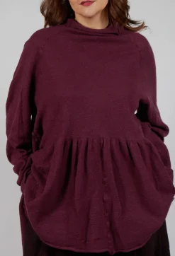 Relaxed Pleat Jumper in Merlot