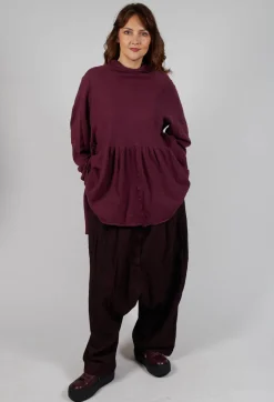 Relaxed Pleat Jumper in Merlot