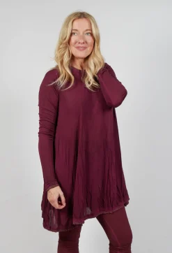 Relaxed Pleat Top in Merlot Cloud