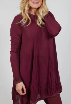 Relaxed Pleat Top in Merlot Cloud