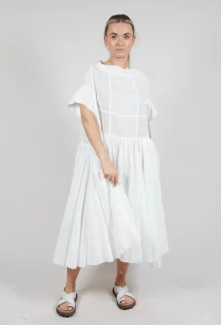 Relaxed Pleated Dress in Starwhite