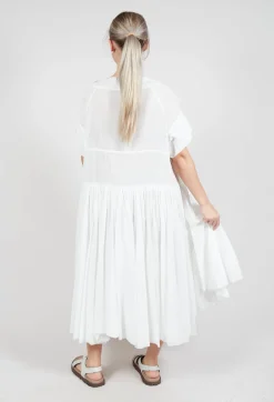 Relaxed Pleated Dress in Starwhite