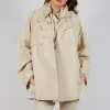 Relaxed Ruched Jacket in Bone