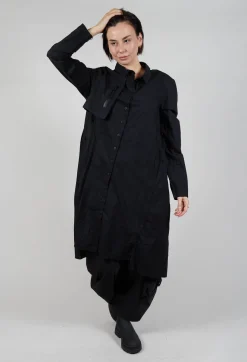 Relaxed Shirt Dress in Black Print